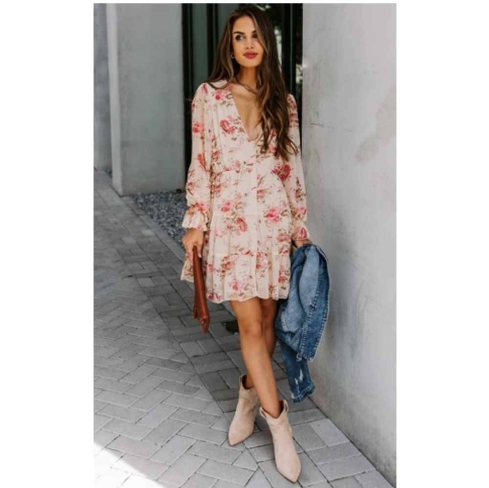VICI Stems from Within Button Down Tiered Babydoll Dress